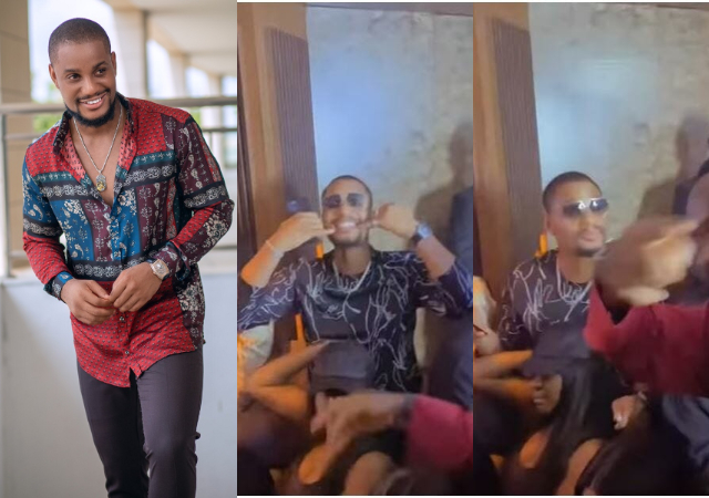 “Who Dey in between Alex leg” – Viral video of lady sitting in between Alexx Ekubo’s legs at a club sparks reactions