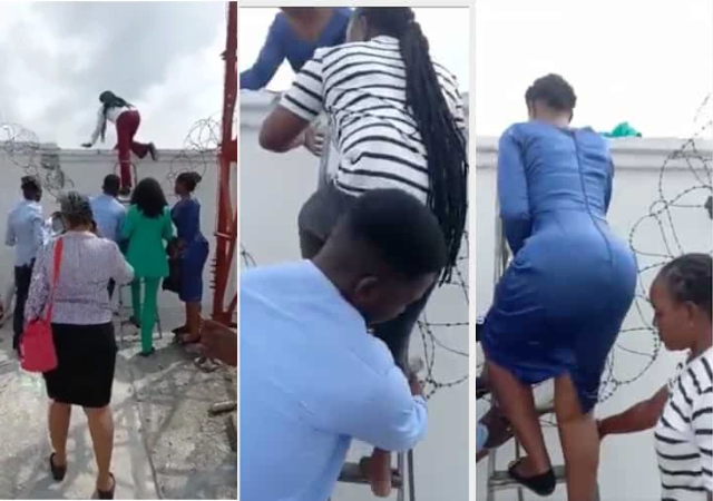 Video shows bank staff jumping back fence as customers get desperate over cash [Videos]