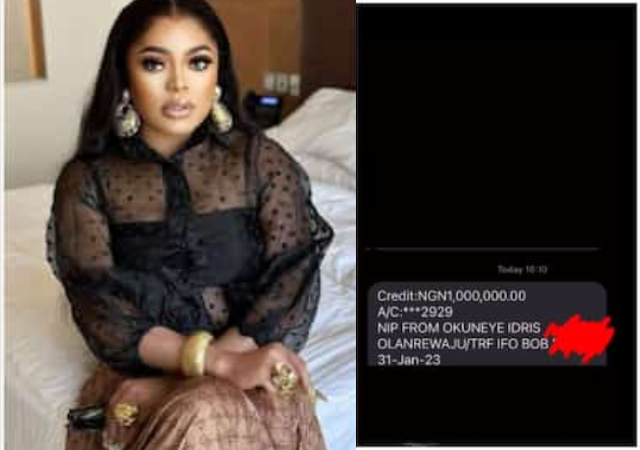From Idris to Bobrisky, His male side is appreciating his female side- Reactions as Bobrisky posts fake N1m alert, says it's from fan