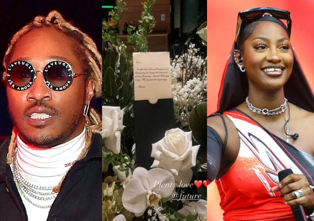 American rapper Future appreciates Tems with flowers and heartwarming note