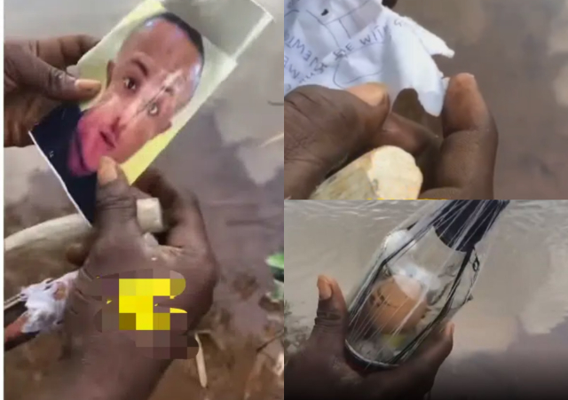 Surprised Fisherman displays shocking note and pictures he found inside a bottle he picked from river