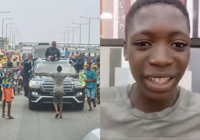 Teenager Reveals Why He Stood In front Of Peter Obi’s Convoy during Lagos Rally