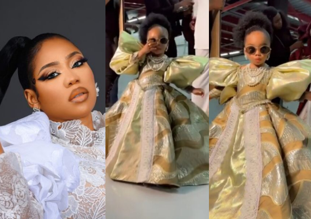Lion no dey born Goat- Toyin Lawani boasts as she shows off her daughter, Eleora’s swag
