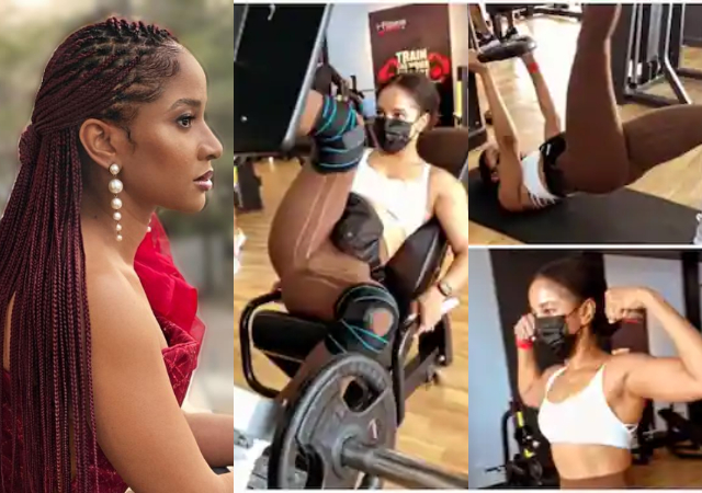 "War wan start? This one everyone is working out"- Rare video of Adesua Etomi at the gym stuns many