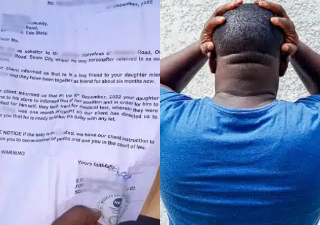“I will sue you if this baby is terminated” – Man sends written notice to pregnant girlfriend’s mother