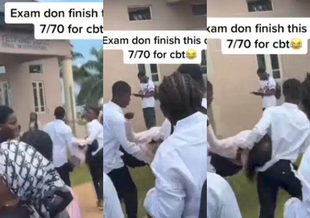 Female student allegedly slumps after scoring 7/70 in CBT exam [Video]