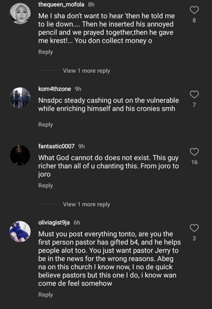 Pastor Jerry Eze’s huge cash gift to Tonto Dikeh stirs controversy