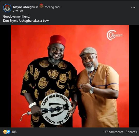 Veteran Nollywood actor, Don Brymo Uchegbu reportedly passes away Source: Facebook