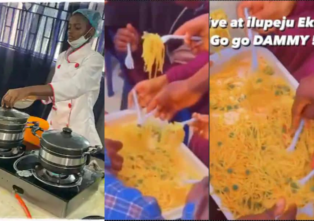 Na oil dem use cook the spaghetti"- Reactions as Ekiti people rush Chef Dammy’s food [Video]