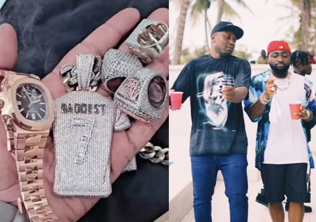 “My oga no dey wear fake” – Israel DMW boasts as he shows off Davido’s luxury jewelry [Video]