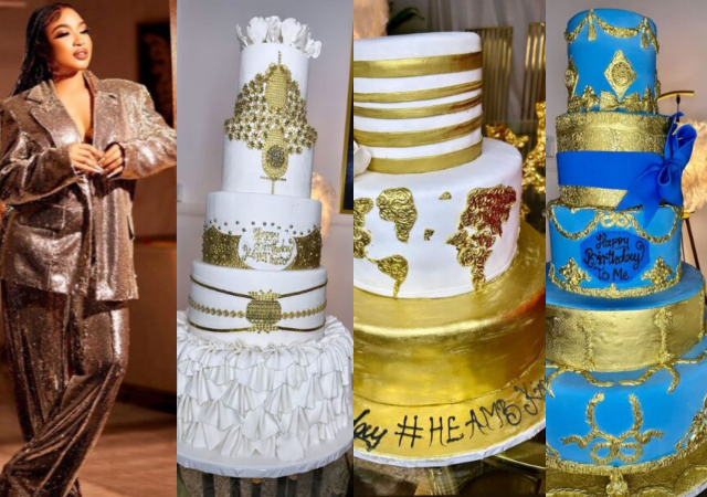 Tonto Dikeh shows off her cakes as she marks 38th birthday