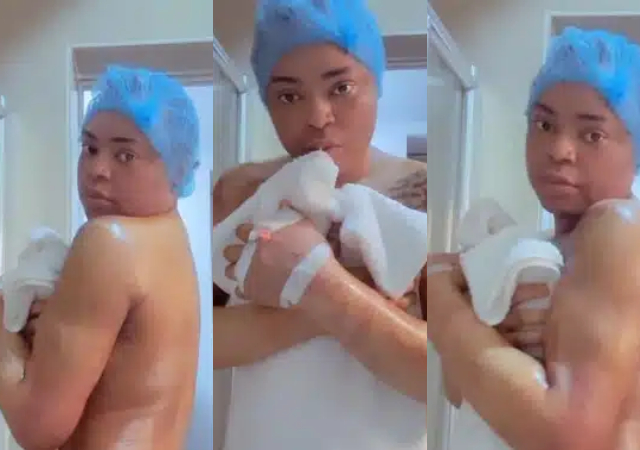“Your muscles still dey show” – Reactions as Bobrisky shows off new body after BBL surgery