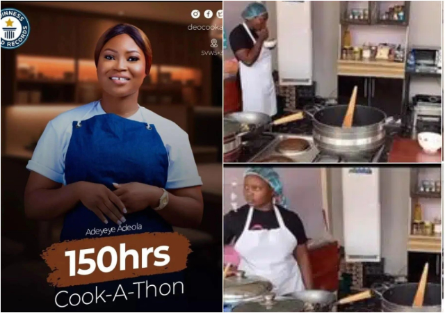 150hrs-cook-a-thon: Chef Deo allegedly turns off gas to eat her own food