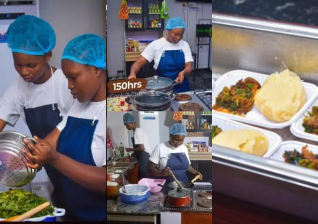 “16 hours and still counting” – Ondo Chef Deo streams 150-hour cook-a-thon live, amasses 1k+ audience