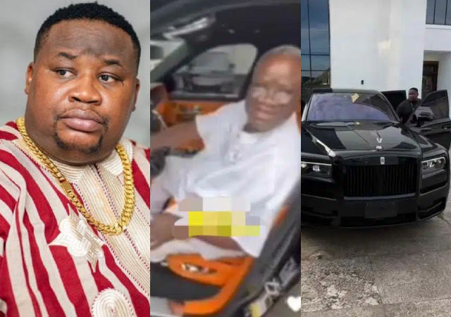 “After God, it’s money; money speaks” – Cubana Chief Priest’s dad says as he enters son’s Rolls Royce