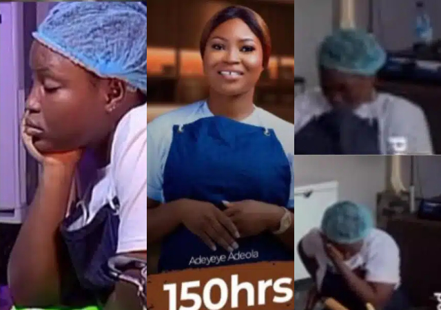 Netizens reacts as Ondo Chef is spotted dozing off in the kitchen during her 150-hour cook-a-thon