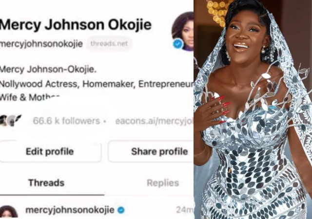 Mercy Johnson Reacts After gaining 66.6k Followers on the New Social App in Less Than 24 Hours