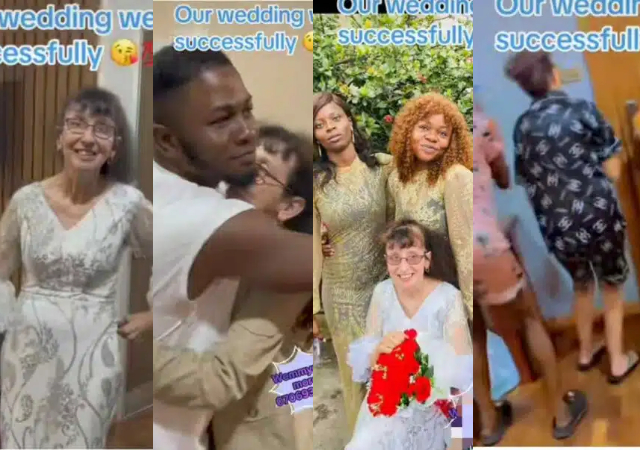 “What green card has put together, let no…” – Reactions as man weds older foreign lover