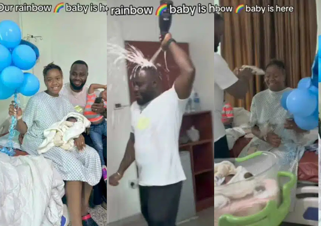 Man makes money rain on his wife as she delivers a baby boy after pregnancy loss