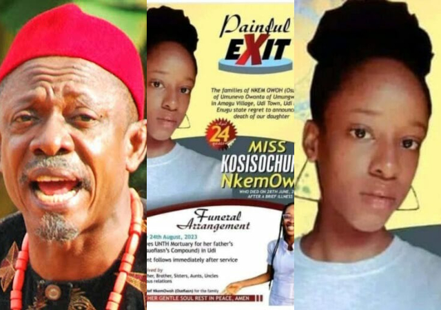 Actor, Nkem Owoh set to bury 24-years-old daughter, two months after her demise