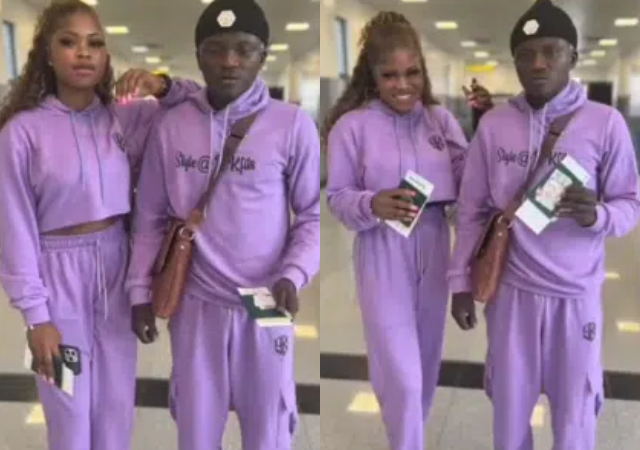 Portable and his wife makes Nigerians grin with envy as they serve couple goals in matching outfits