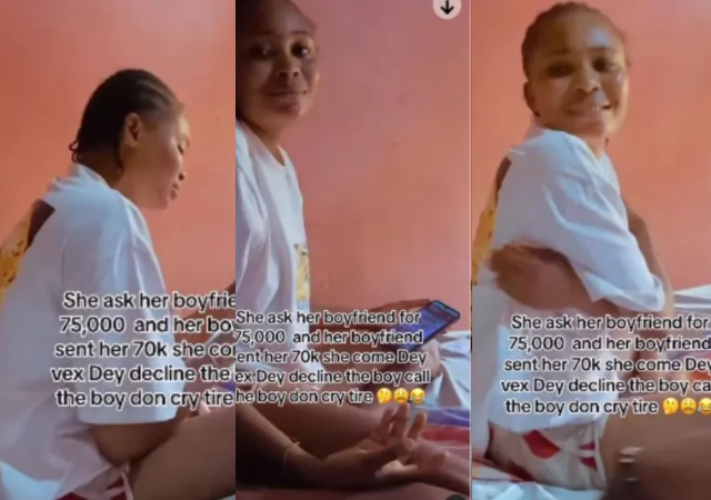 Lady rants, refuses to pick boyfriend’s call after he sent her N70k instead of N75k