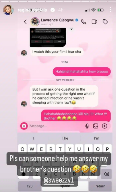 “Was he doing it with protection?”- Regina Daniels reacts as brother queries her in leaked chat
