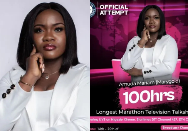 Nigerian lady begins 100 hours of marathon talk show in attempt to break Guinness World Records