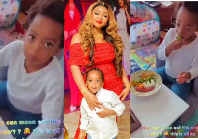 “I can't eat this"– Regina Daniels shares special food her 3-year-old son Munir demands every morning