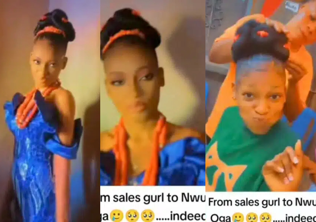 “Hope say e no be belle make am be like that” – Reactions as sales Lady celebrates as she marries her boss