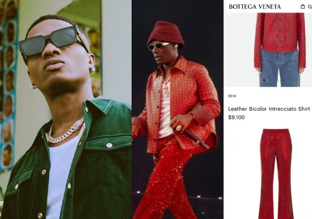 “I will never be poor …aje” – Wizkid rocks Bottega Veneta shirt, Ferragamo denim pants worth 18 million naira on stage