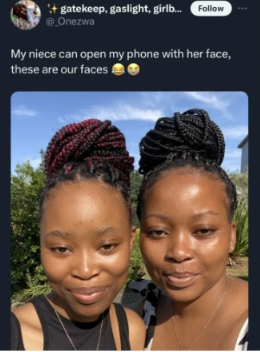 "My niece can open my phone with her face" - Lady shares photo of herself and her niece