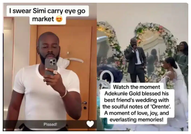 “who else notice his head" - Reactions as Adekunle Gold was spotted in a low-cut at his friends wedding