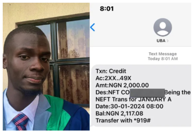 “Is this like Data allowance" - Reactions as serving NYSC corper reportedly receives 2k monthly from PPA as salary