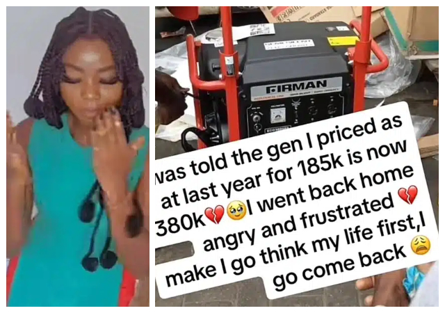 "I went back home angry and frustrated" - Tailor reacts as she discovers that generator has doubled its price