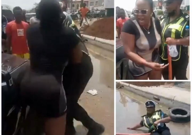 Lady charged with serious assault by the Lagos State Police Command after seen assaulting a police woman