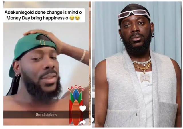 "Money dey bring happiness" - Adekunle Gold shares a mysterious video requesting fans to send him money