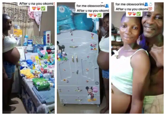 "After you na you okomi" - Pregnant lady praises her husband over baby items he gifted to her