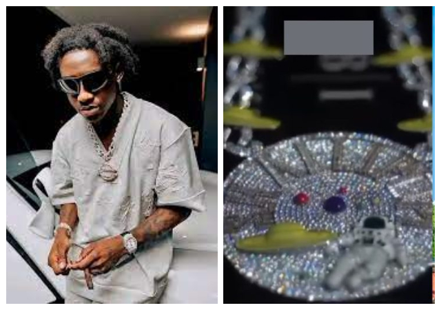 "World wide plutomania lie na normal thing" - Shallipopi draws attention online as he invested 10 BTC (N866M) in a new diamond neck chain