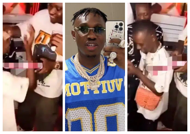 Zlatan Ibile allegedly surprises his old schoolmate with a $500,000 icebox necklace, $800 cash on stage