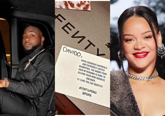 “Oshey bad gal Riri” – Davido thrilled as Rihanna gifts him box of shoes