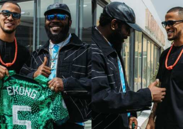 "Commendable OG's"- Super Eagles captain Ekong reacts as he meets rapper Odumodu Blvck