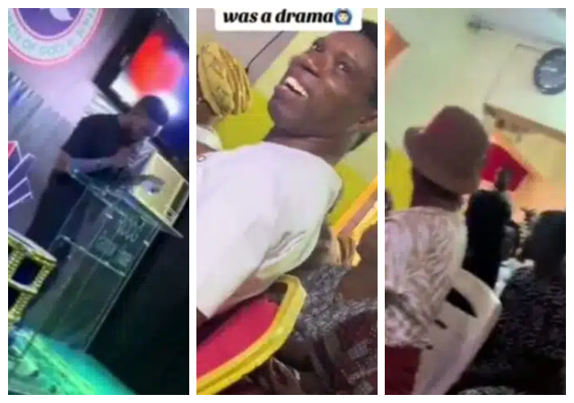 "Some people get mind oo" - Reactions as lady interrupts ongoing church service to accuse a brother of impregnating her
