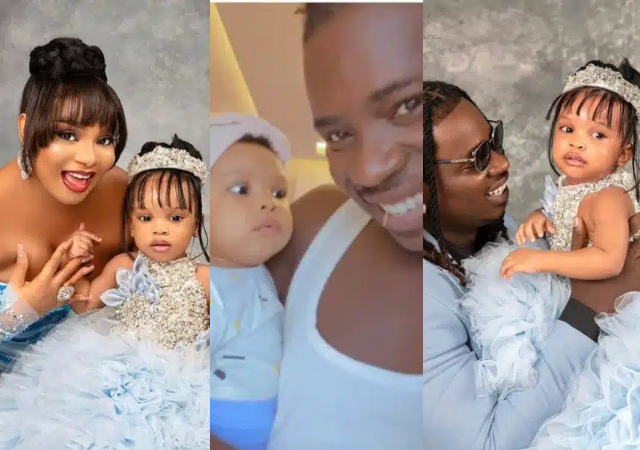 Skit maker, Lord Lamba shows off his child with Queen Mercy Atang following her engagement