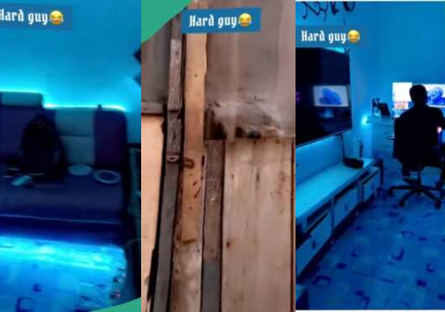 "Real definition of don’t judge a book by it cover"- Man Shows off Luxury Interior of Ghetto Apartment With Wooden Door