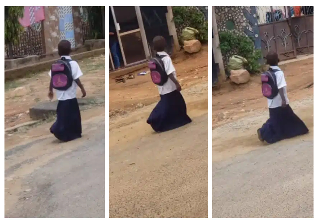 “Asake goes to school” - Reactions as a student is seen in an oversized uniform walking on the road