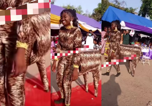 “Upon all designs this is what you could imagine" - A graduating Ghanaian fashion designer sparks reactions as she dresses like a horse