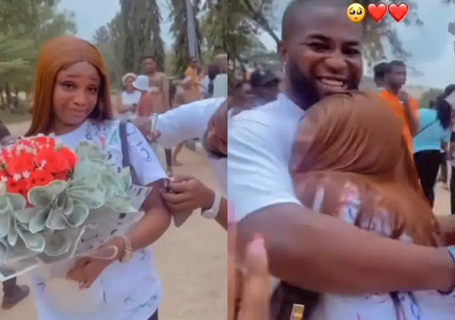 Lady breaks into tears as her elder brother travels long distance to attend her sign out from the university