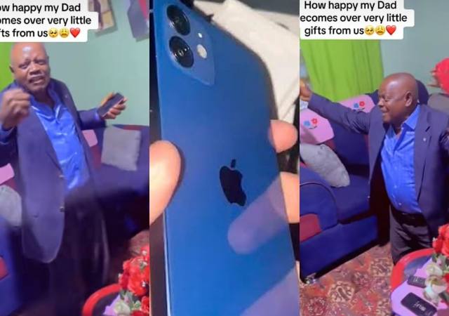 “I can never, ever believe it” – Father overjoyed as daughter gift him an iphone