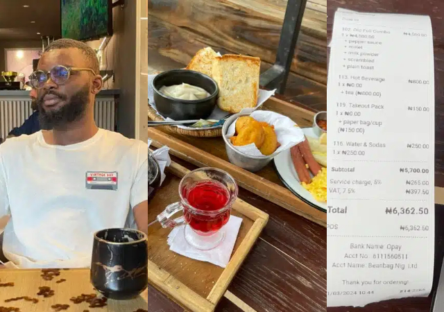 Nigerian man surprised at the amount of food he bought in a restaurant for just N6k